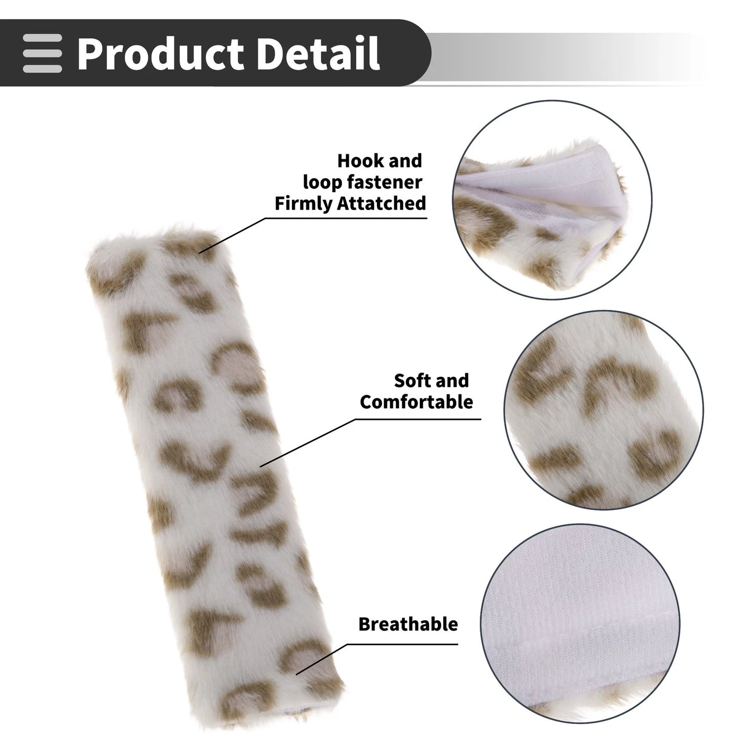 Set of 2 White Seat Belt Cover Pads for Universal Fit (26cm)