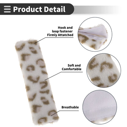 Set of 2 White Seat Belt Cover Pads for Universal Fit (26cm)