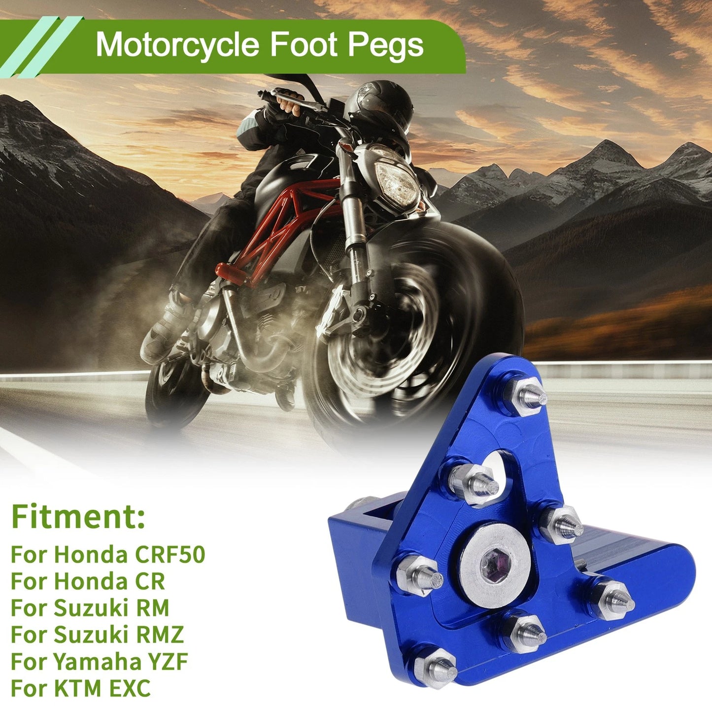 Motorcycle Foot Pegs for Honda CRF50 (2004–2023) - Blue 1 Pc