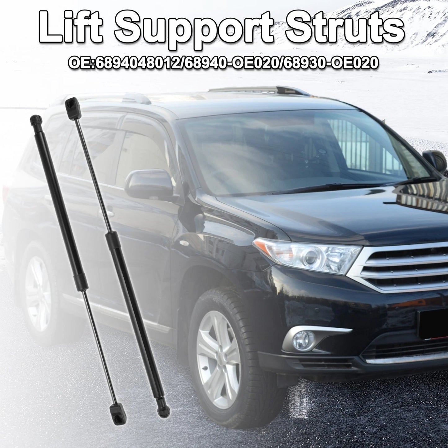 Set of 2 Rear Glass Window Lift Supports Struts for Toyota Highlander (2008–2013)