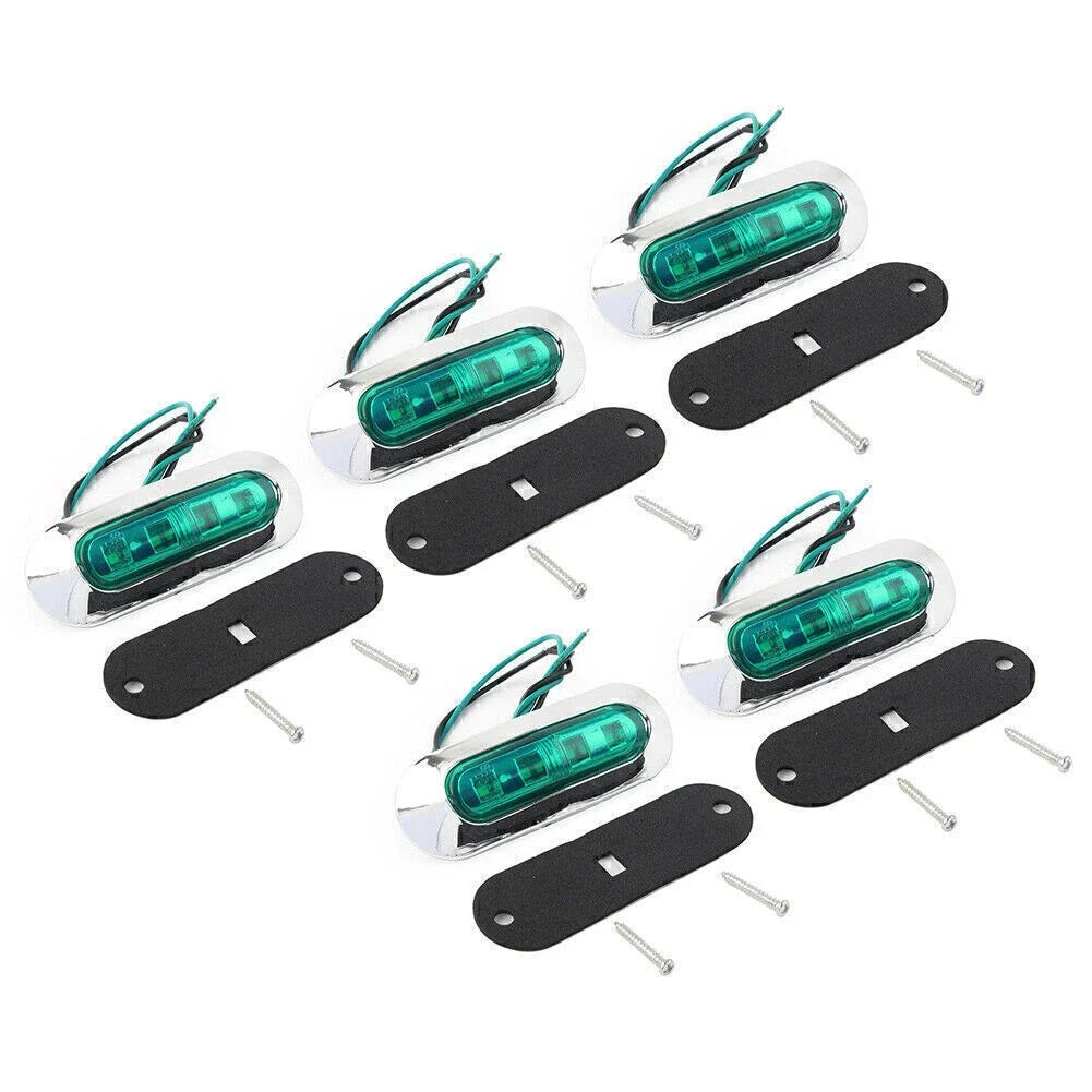 5 x LED Side Clearance Marker Green Lights for Truck Trailer Pickup 12V 24V