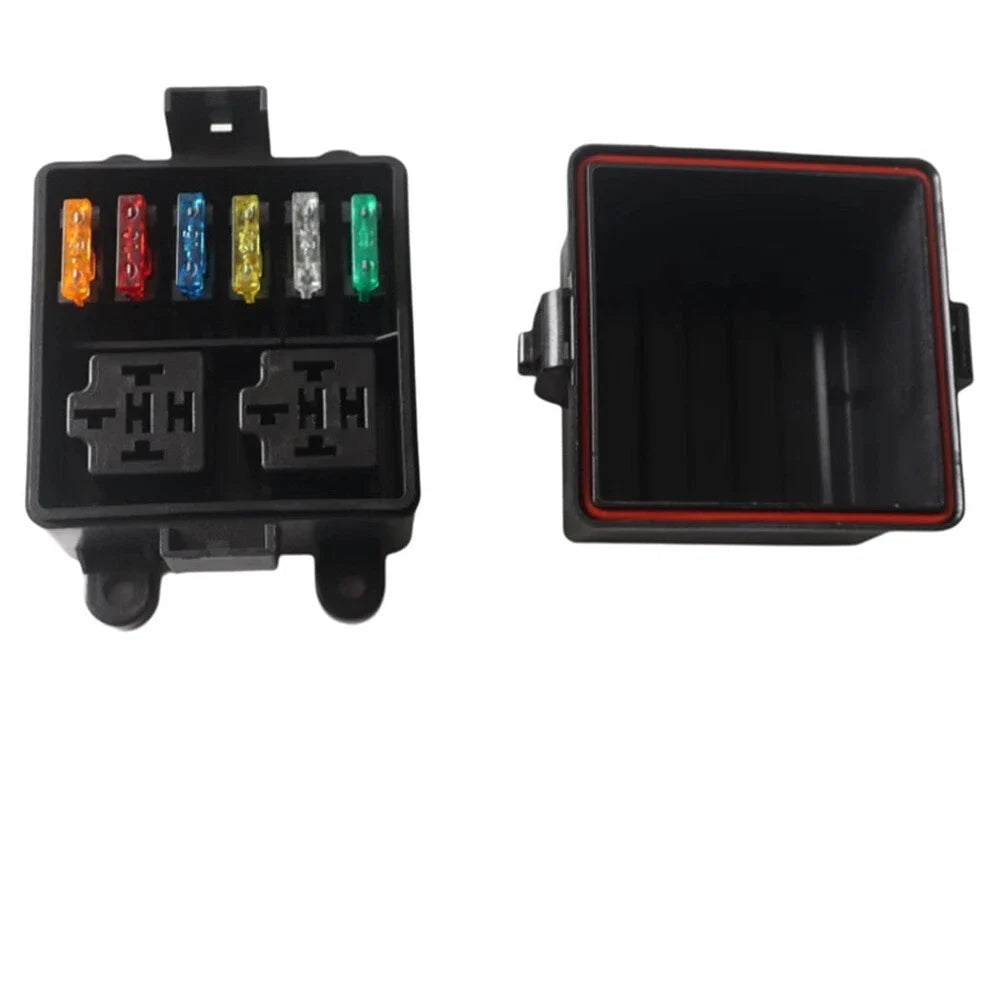 12V 6-Way Fuse Relay Box w/ 5-Pin 40A Relays & Fuses for Car Truck