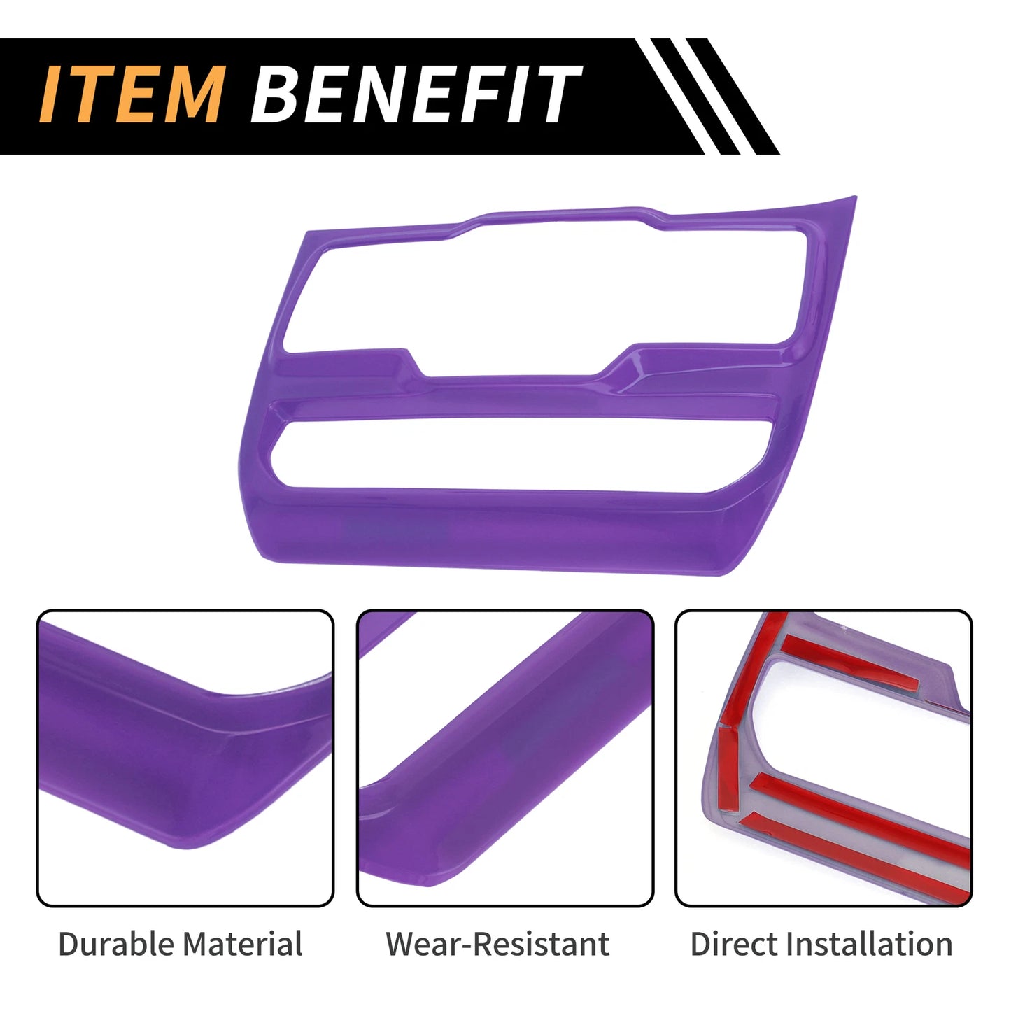 Dashboard Center Console Window Control Panel Cover for Jeep Wrangler (2007–2018) - Purple