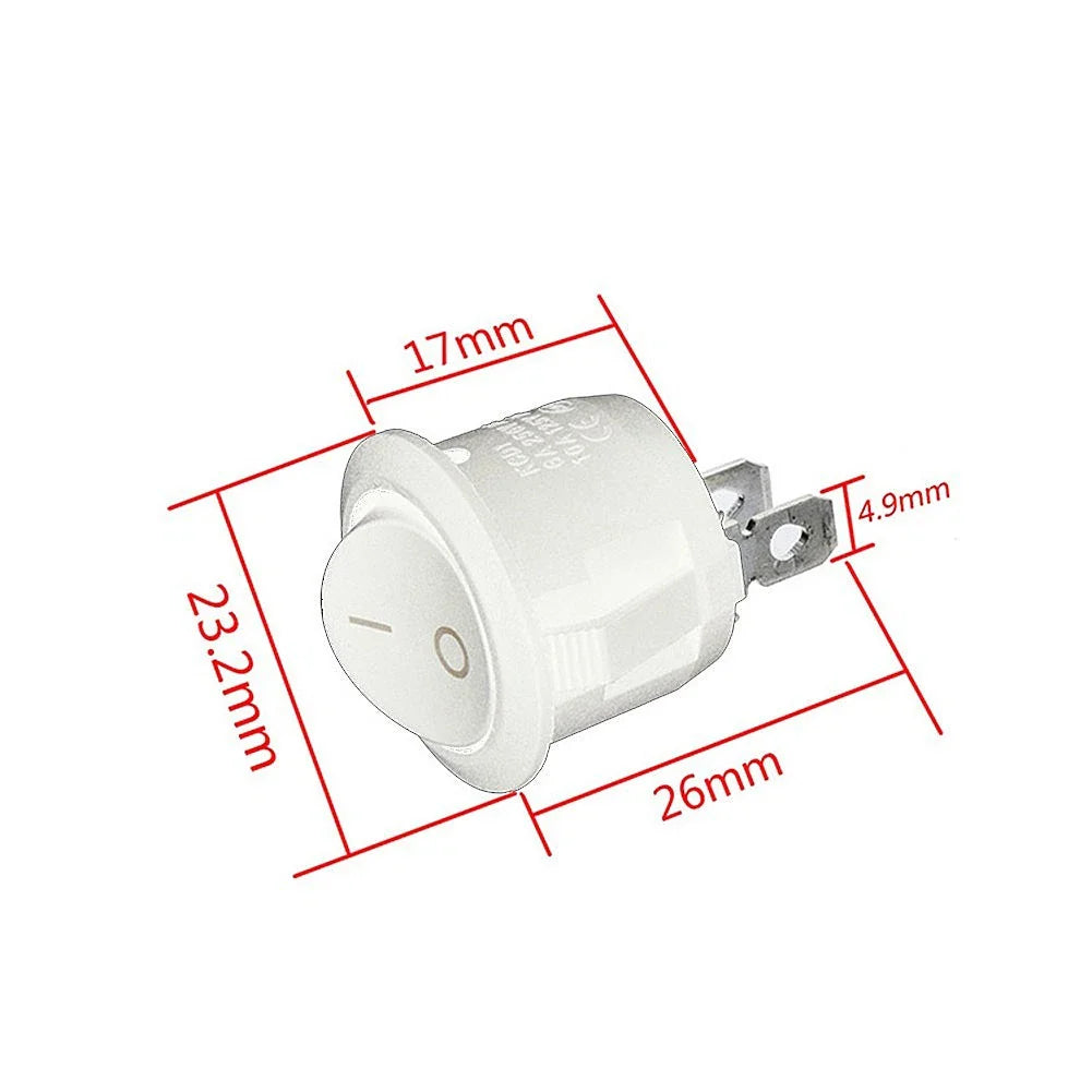 Mini Rocker Switches 5 Pcs White 2-Pin On-Off for MOTORHOME
