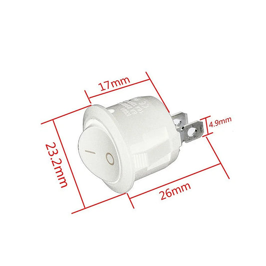 Mini Rocker Switches 5 Pcs White 2-Pin On-Off for MOTORHOME