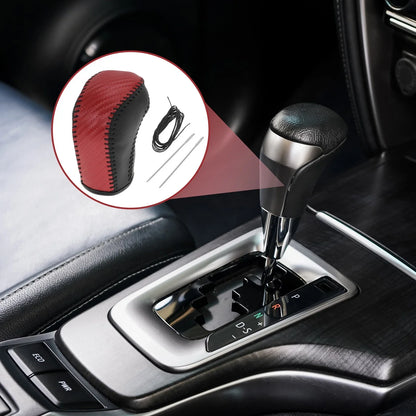 Gear Shift Knob Cover for Hyundai Tucson 2015-2018 Black Red Faux Leather