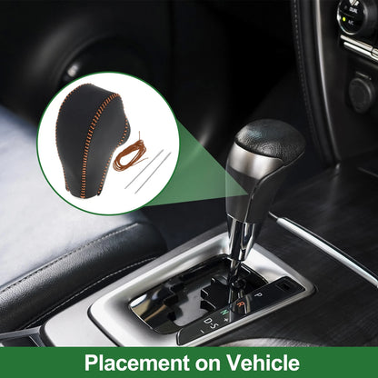 Gear Shift Knob Cover for Subaru Forester (2014–2017) Black Brown Faux Leather