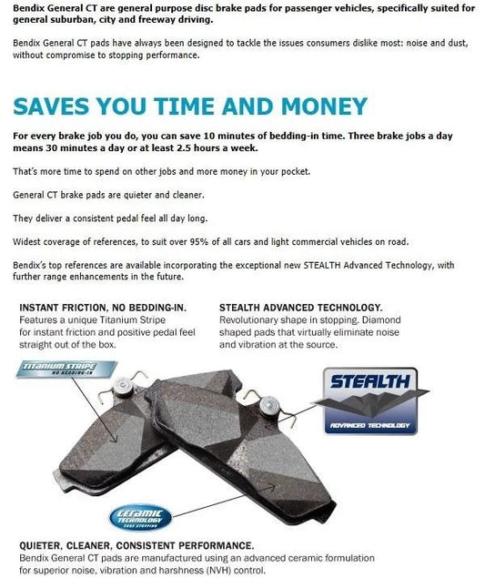Set of 4 Bendix Front Disc Brake Pads for Ford Transit VH VJ (2001–2006)