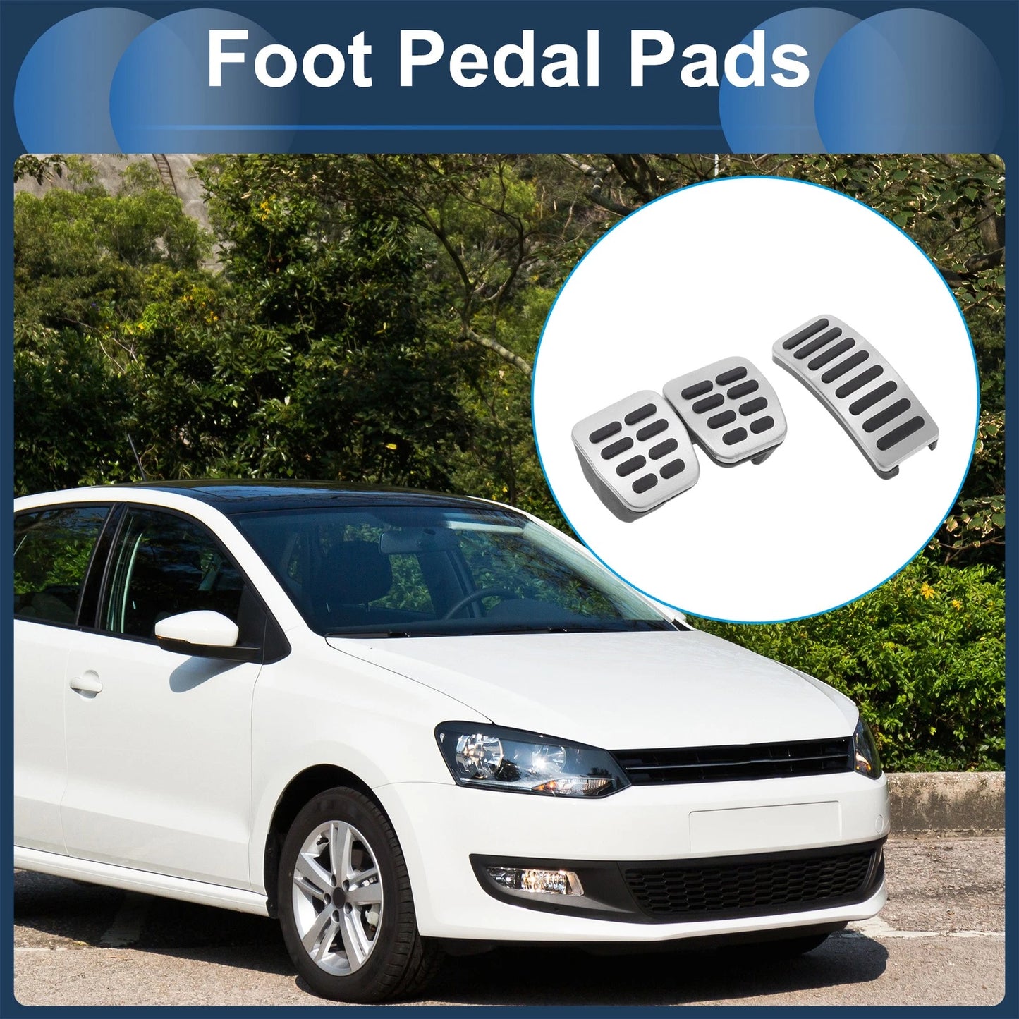 Set of 2 Manual Transmission Foot Accelerator Pedal Covers for Volkswagen Polo (2009–2017)
