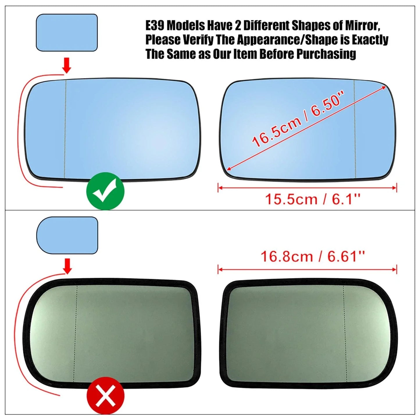Left Side Mirror Heated w/ Backing Plate for BMW E39 E46 (1998-2005)
