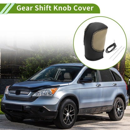 Car Gear Shift Knob Cover for Honda Civic 2022-2024 Black Beige Faux Leather