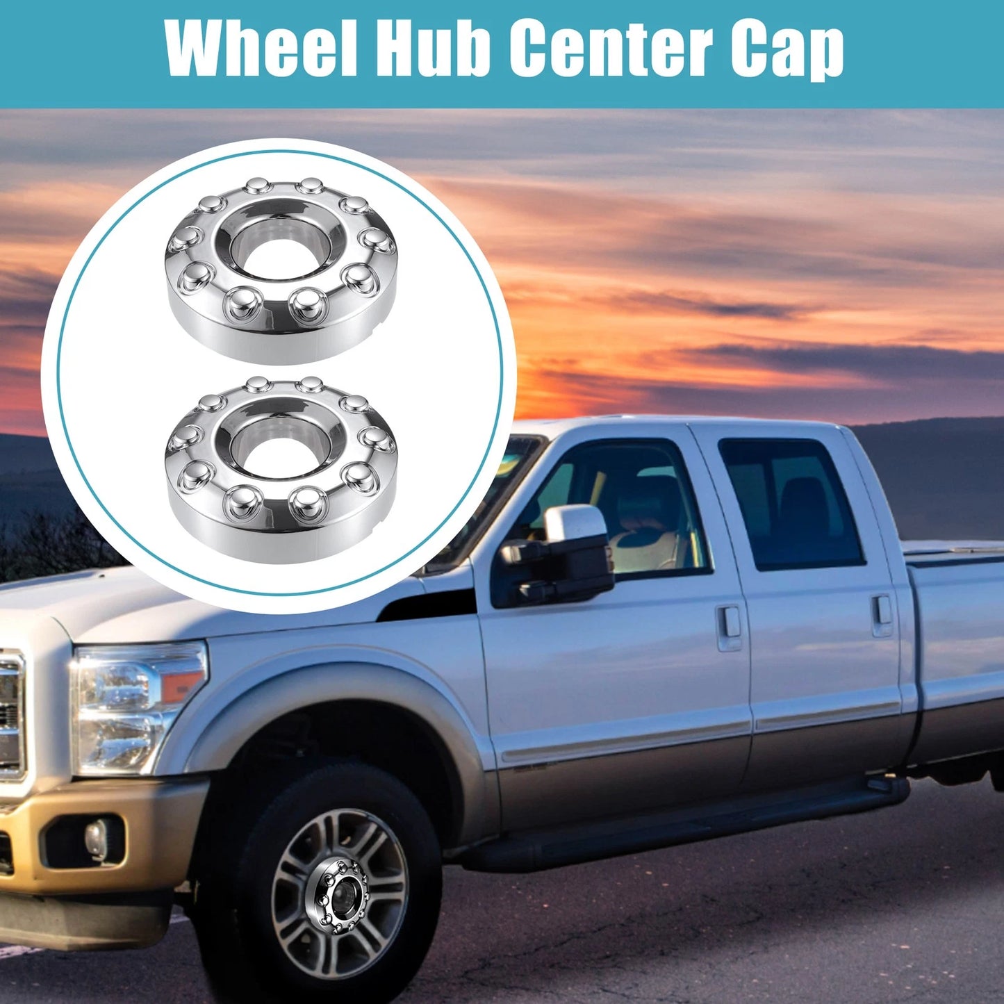 2 Pcs Chrome Front Wheel Center Hub Caps for Ford F450 F-550 (2000–2023)