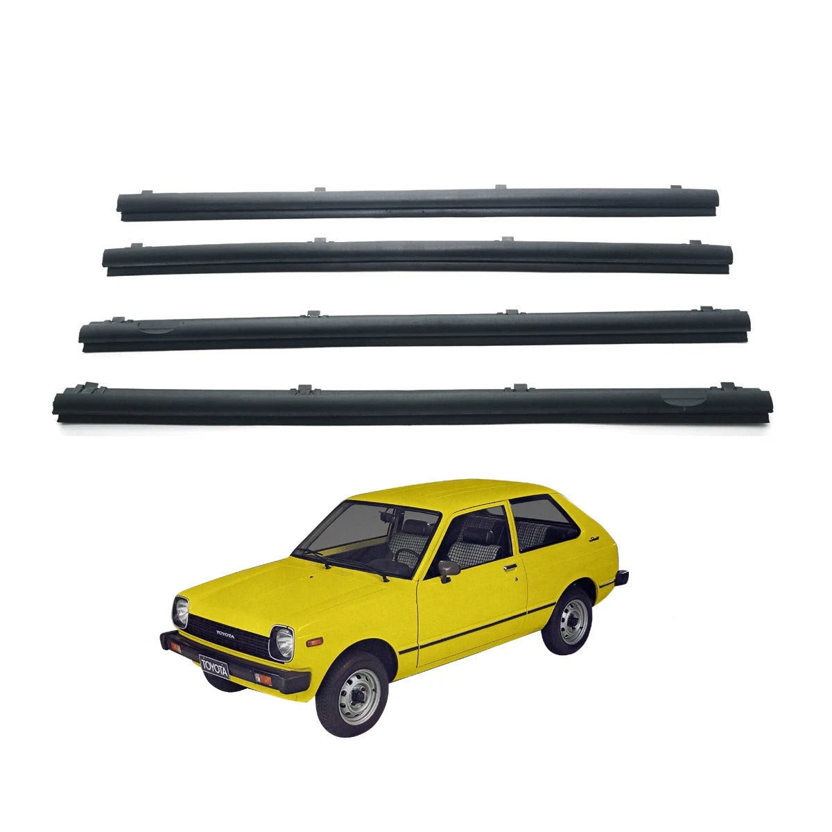 Set of 2 Rear Door Glass Weatherstrips for Toyota Starlet (1978–1984)