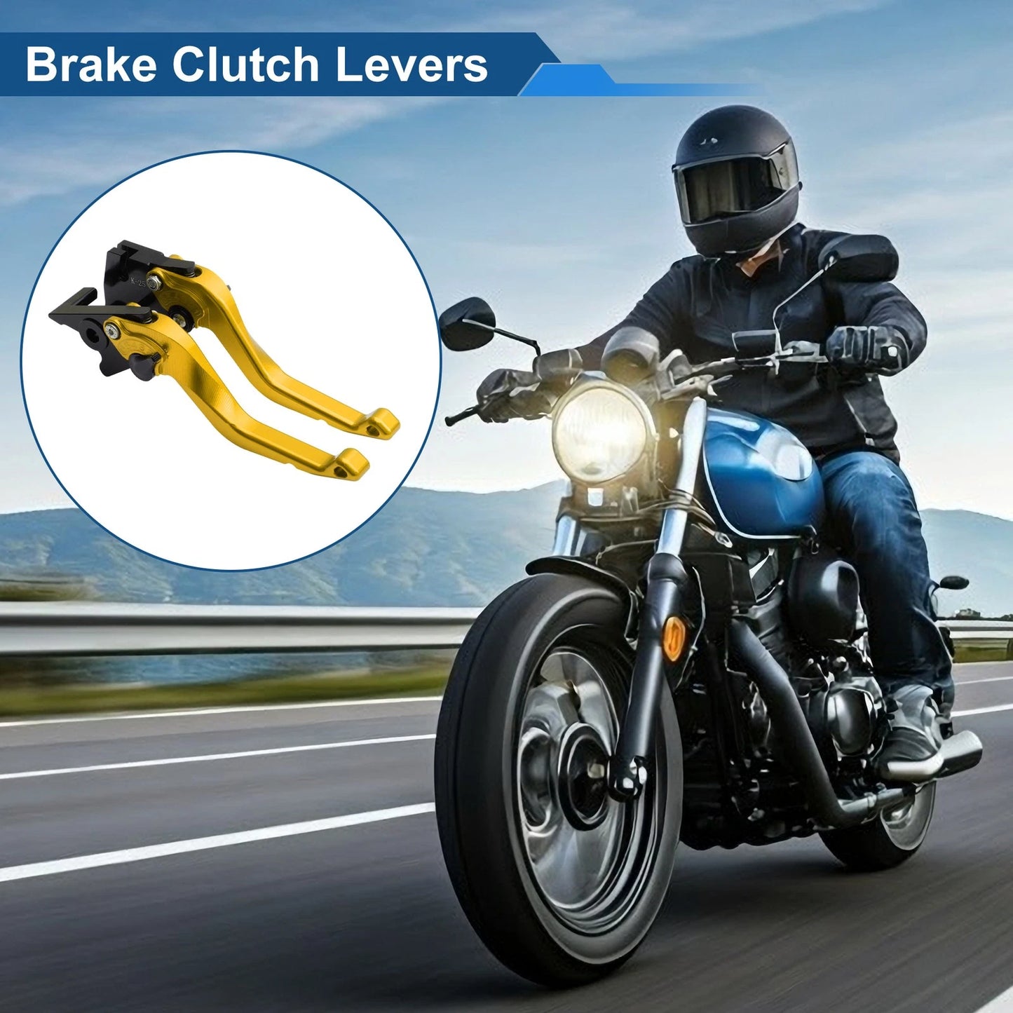 Short Brake Clutch Lever for Kawasaki Ninja 500 (2024–2025) - Solid Yellow 1 Pair