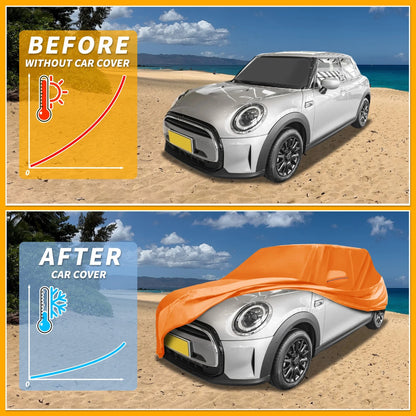 Waterproof Car Cover for Mini Cooper 4DR (2002–2002) 210D-PU Orange