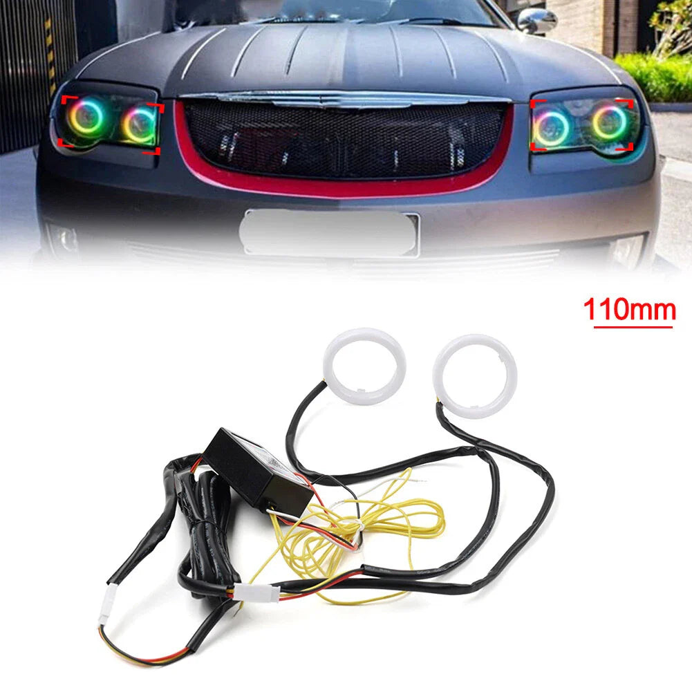 RGB Phone Control Angel Eye Halo Rings Headlight DRL Retrofit 110MM for BMW (2000-2006)