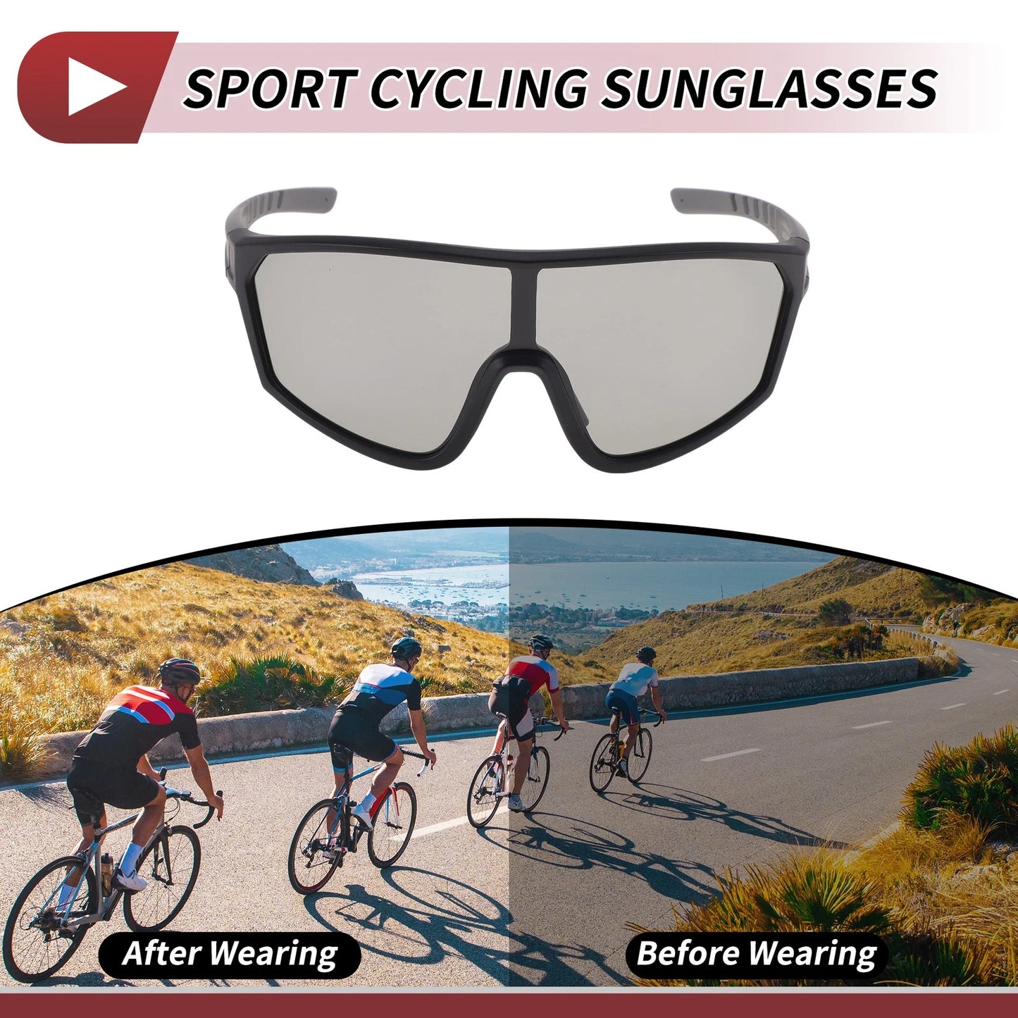 Set of 1 Motorcycle Riding Goggles for Universal Fit (Light Gray Lens)