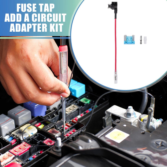 Set of 5 Car Fuse Tap and Circuit Adapters with 15A Mini Blade Fuses