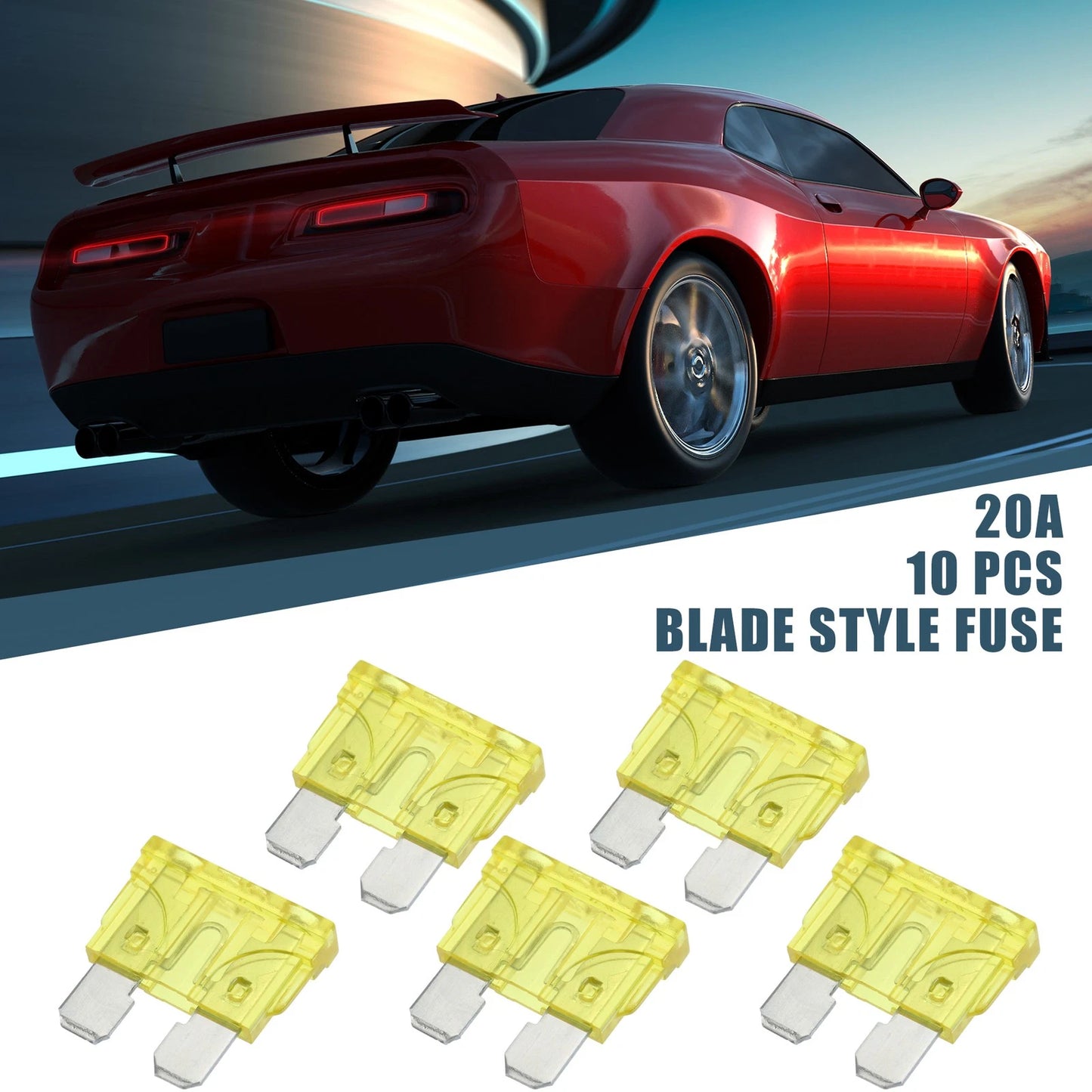 10pcs 20A Blade Style Fuses for Car Boat Truck SUV Motorcycle