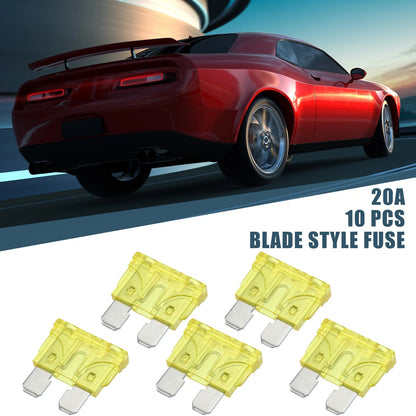 10pcs 20A Blade Style Fuses for Car Boat Truck SUV Motorcycle