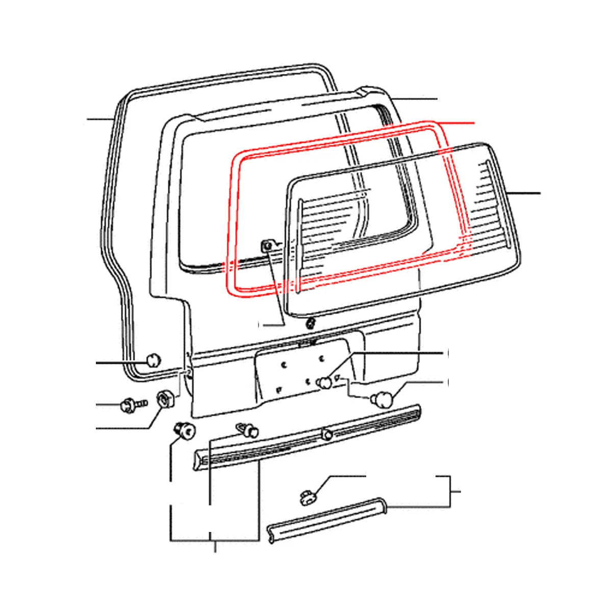 Tail gate Window Weatherstrip for Mitsubishi Delica Star Wagon L300 Van 1986-1994