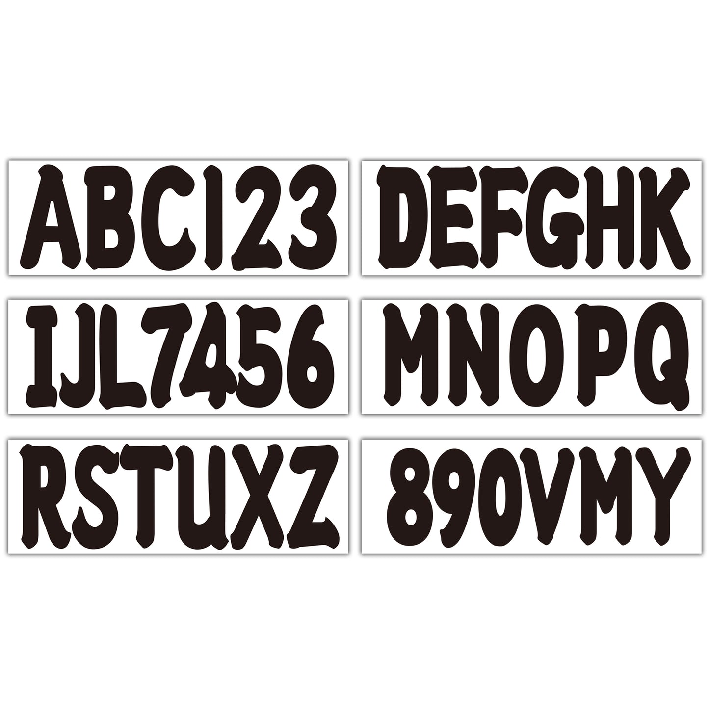 Set of 4 Custom Boat Registration Numbers Decals A-Z & 0-9 - Black