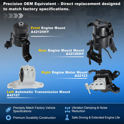 4X Engine Motor Trans Mount Set for Toyota Camry (2018–2025) Avalon (2019–2022) 2.5L L4