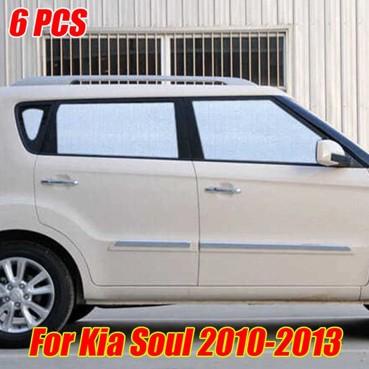 Sunshade 6Pcs Side Window Windshield Privacy Interior for Kia Soul (2010–2013)