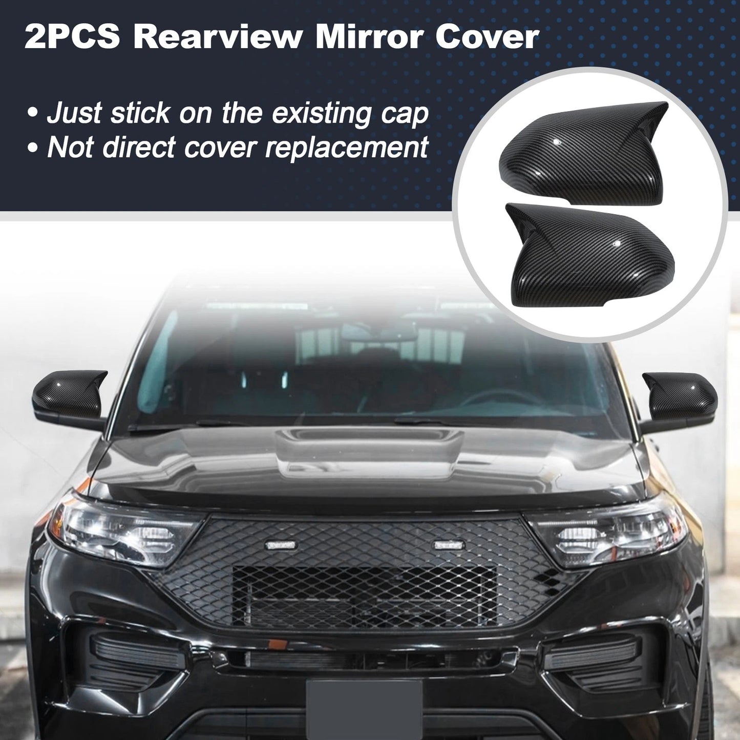 2X Ox Horn Rearview Mirror Cover for Ford Explorer (2020–2024)