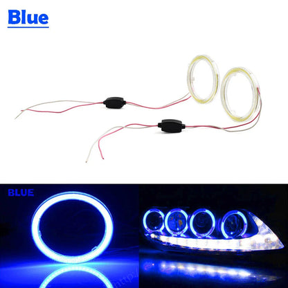 70MM LED Halo Ring Fog Headlights for Universal Car 12V