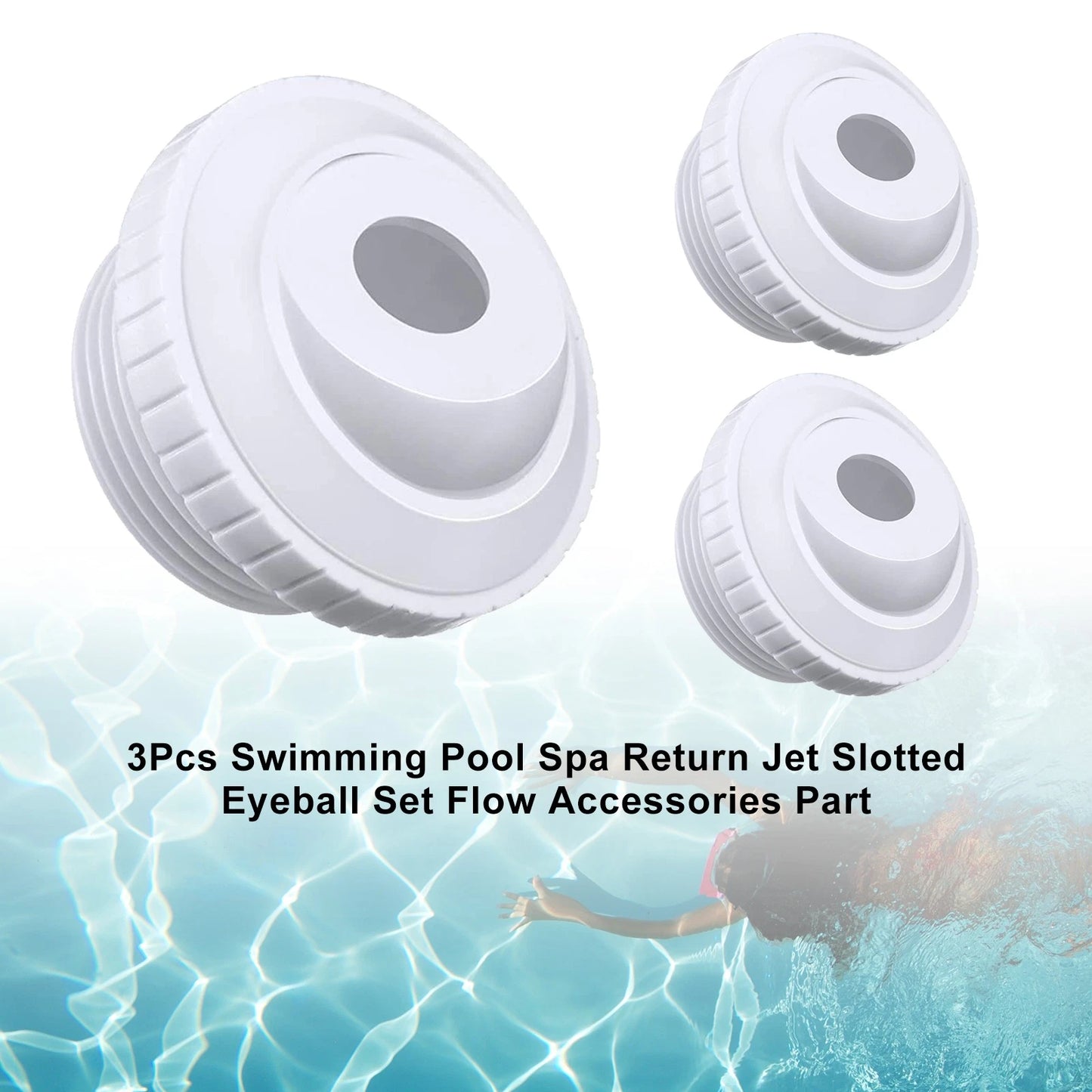 3 Piece Return Jet Split Eyeball Flow Set for Swimming Pool Spa