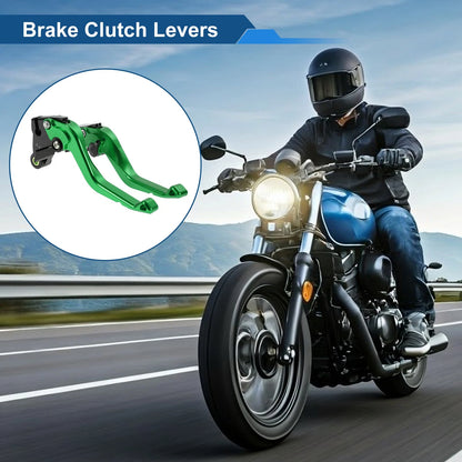 Short Brake Clutch Levers for Kawasaki Ninja ZX10R (2015–2024) Solid Green 1 Pair