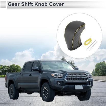 Gear Shift Knob Cover for Toyota Tacoma (2016–2022) Black Carbon Fiber Yellow