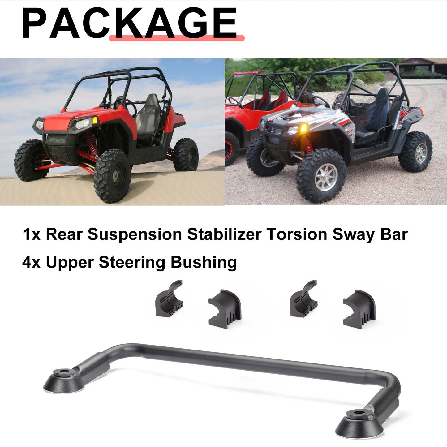 Rear Stabilizer Sway Bar with Bushings for Polaris RZR 800 (2008–2014)