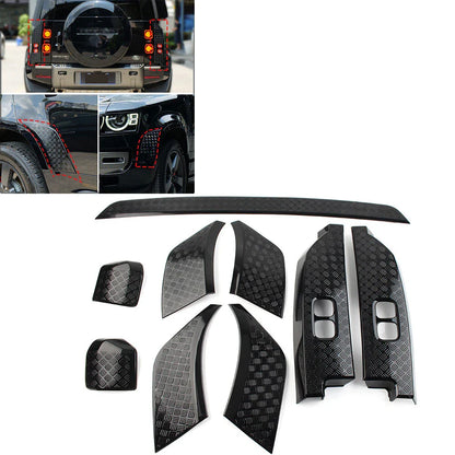 9 Pcs Black Side Moulding Body Kits for Land Rover Defender 90 110 (20-23)