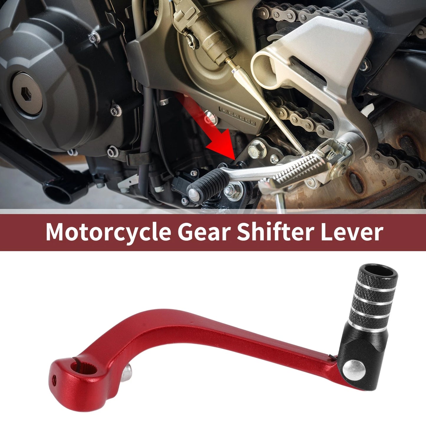 Folding Gear Shifter Lever for Honda CRF110F (2013–2018) Red Black