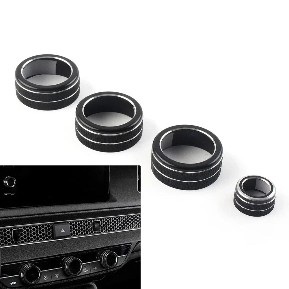 4 x AC Climate Control Knob Ring Covers for Honda Civic (2022 - Present) Black