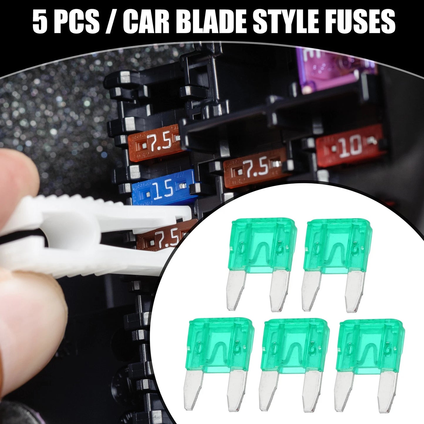 Set of 5 Mini 30AMP APM/ATM Blade Fuses for Car (Short Circuit Protection)