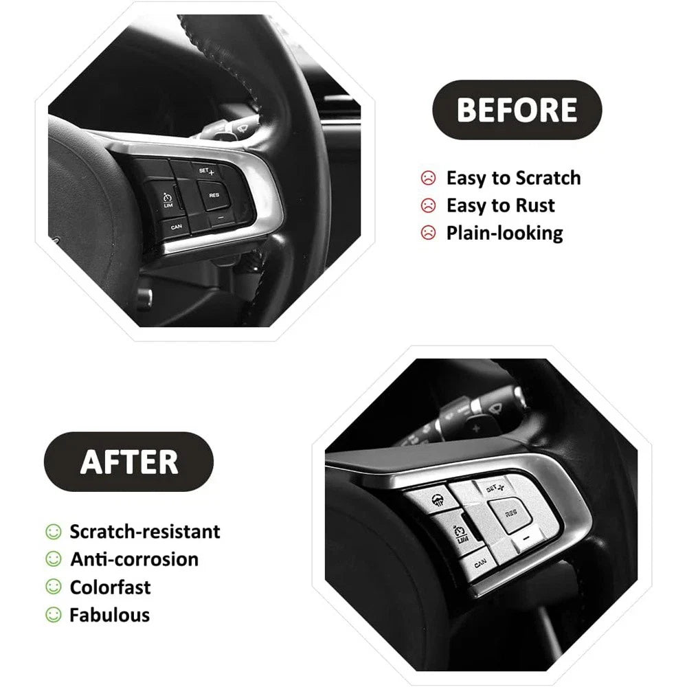 Silver Alloy Steering Wheel Button Cover Trim for Jaguar F-Pace, F-TYPE, XE, XF (2016-2023)
