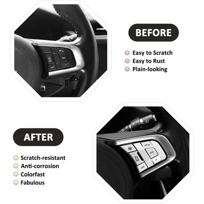 Silver Alloy Steering Wheel Button Cover Trim for Jaguar F-Pace, F-TYPE, XE, XF (2016-2023)
