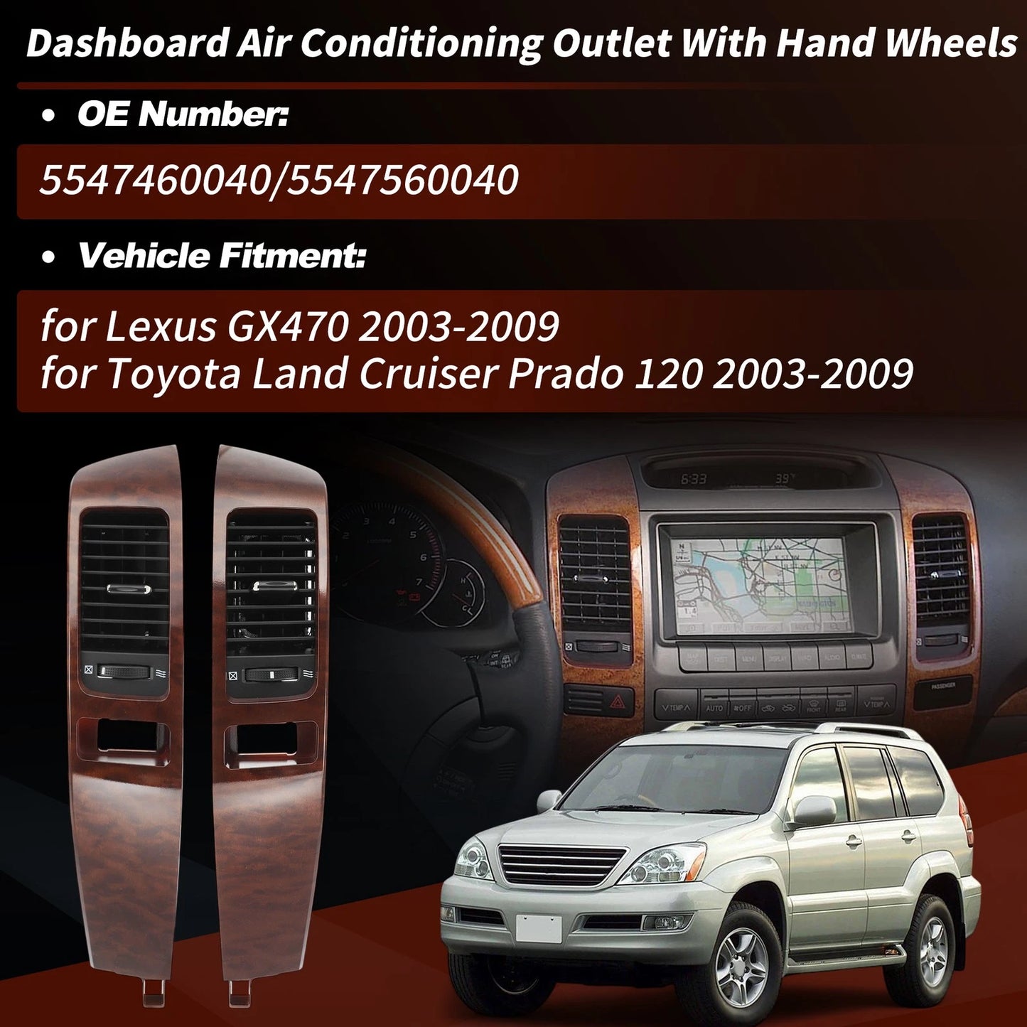 A/C Dash Air Vent Trim Panel for Lexus GX470 (2003–2009) 5547460040/5547560040
