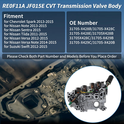 CVT Transmission Valve Body W/ Solenoid for Nissan (No.31705X428E RE0F11A JF015E)