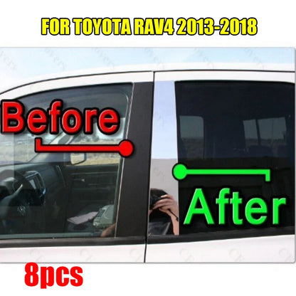 8PCS Chrome Pillar Trim Door Cover Mirrored Post for TOYOTA RAV4 (2013–2018)