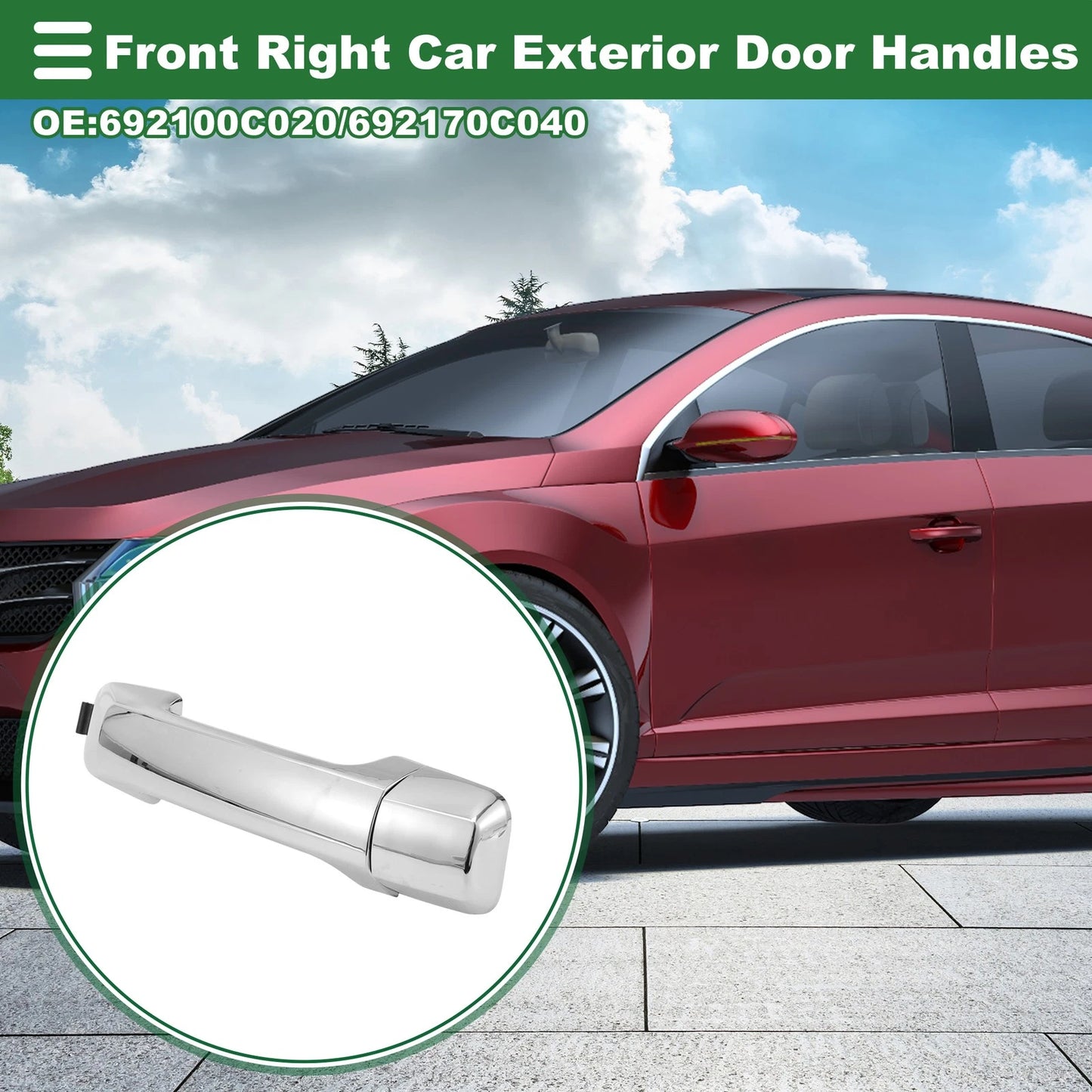 Front Right Door Handle No. 692100C020 for Toyota Tundra (2000–2023) Silver Tone