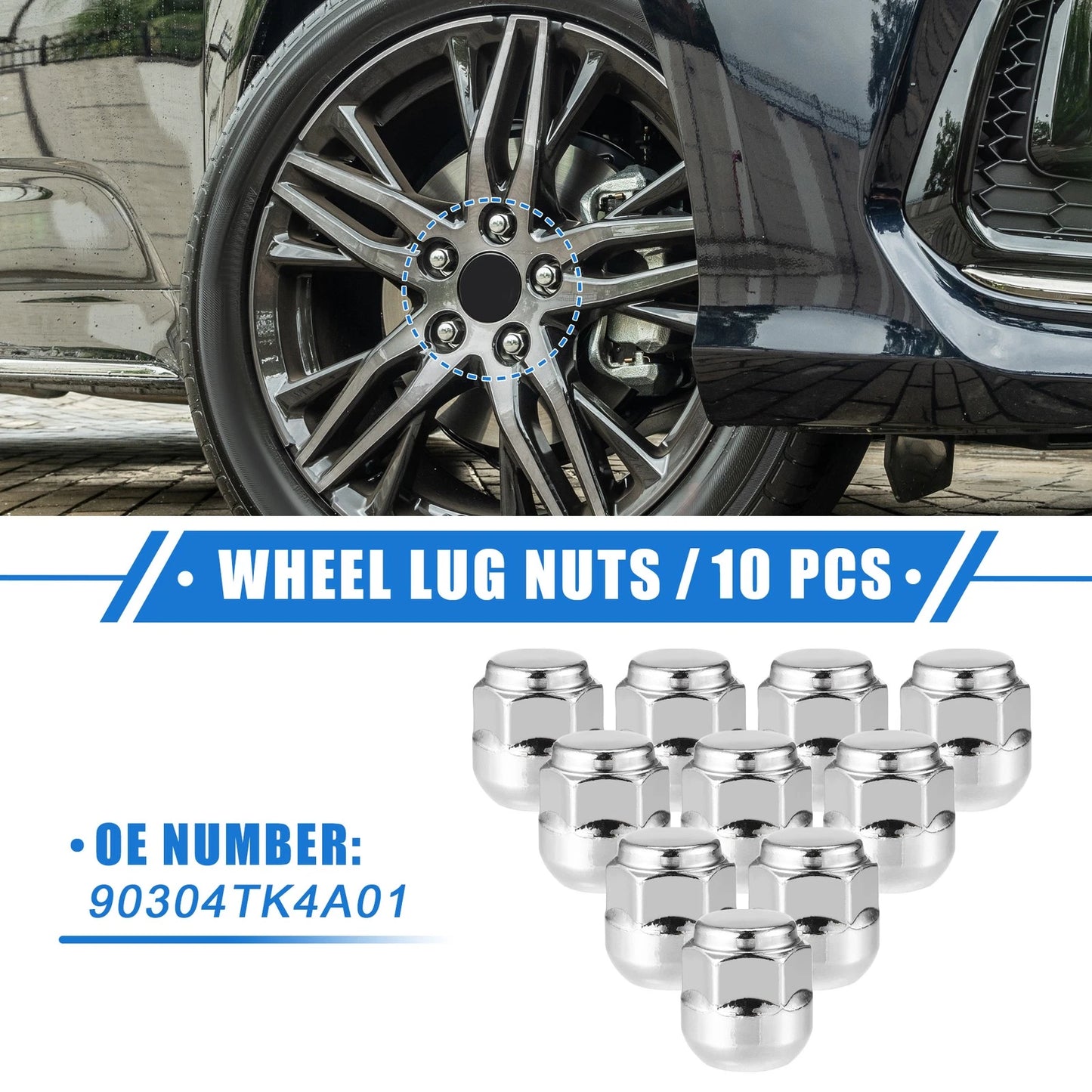 10 Pcs Wheel Lug Nuts M14x1.5 for Honda Odyssey, Pilot