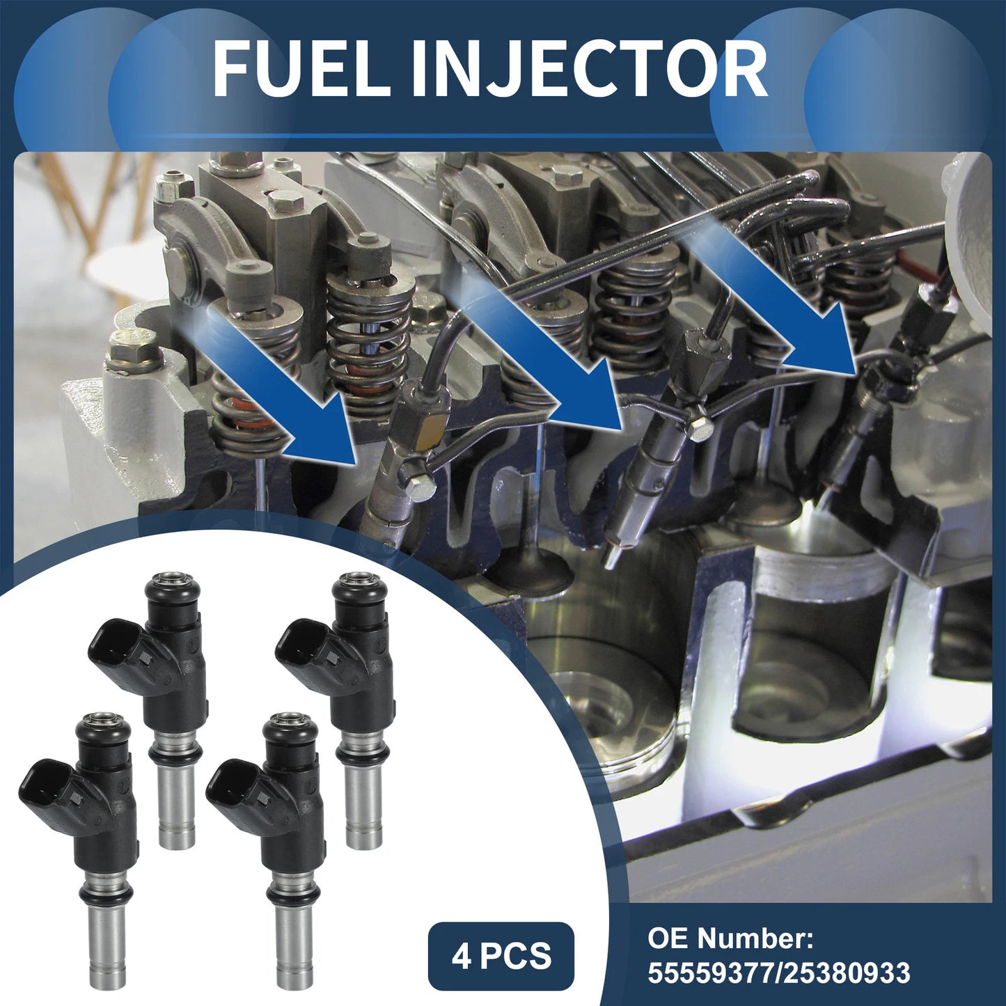 Set of 4 Fuel Injectors for Chevrolet Aveo5 (2009–2011) No.55559377