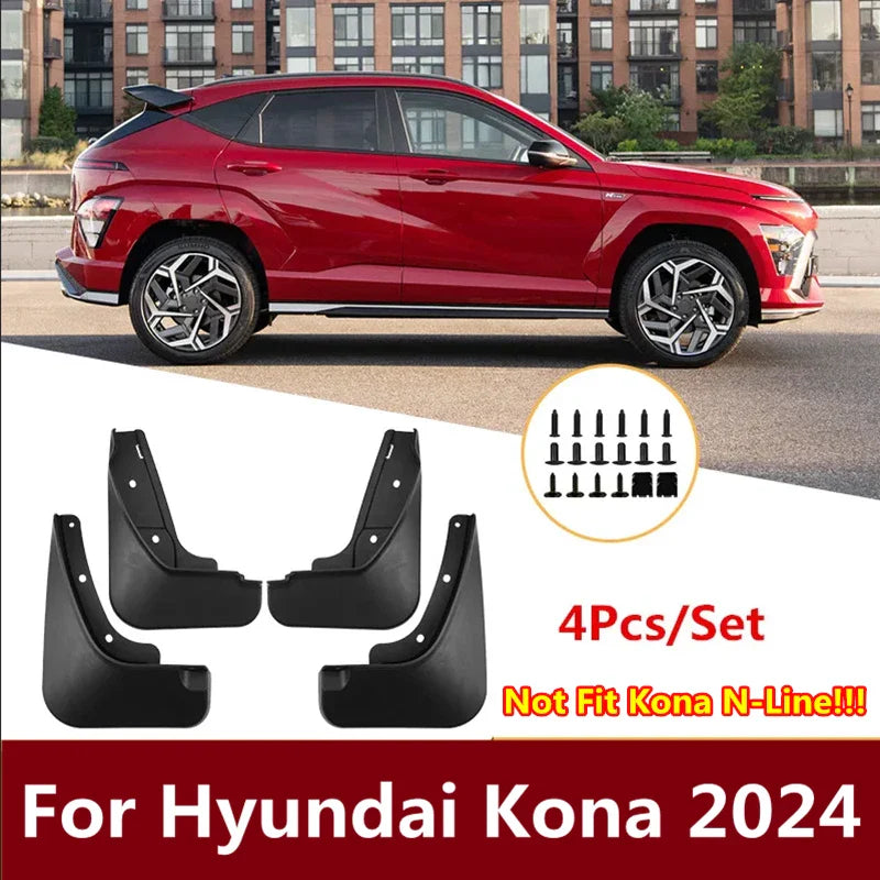 4x Front Rear Splash Guards Mud Flaps Mud Fender Mudguard for Hyundai Kona (2024–2024)