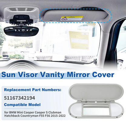 Sun Visor Vanity Mirror Cover for BMW Mini Cooper F55 F56 F60 (2015–2022)