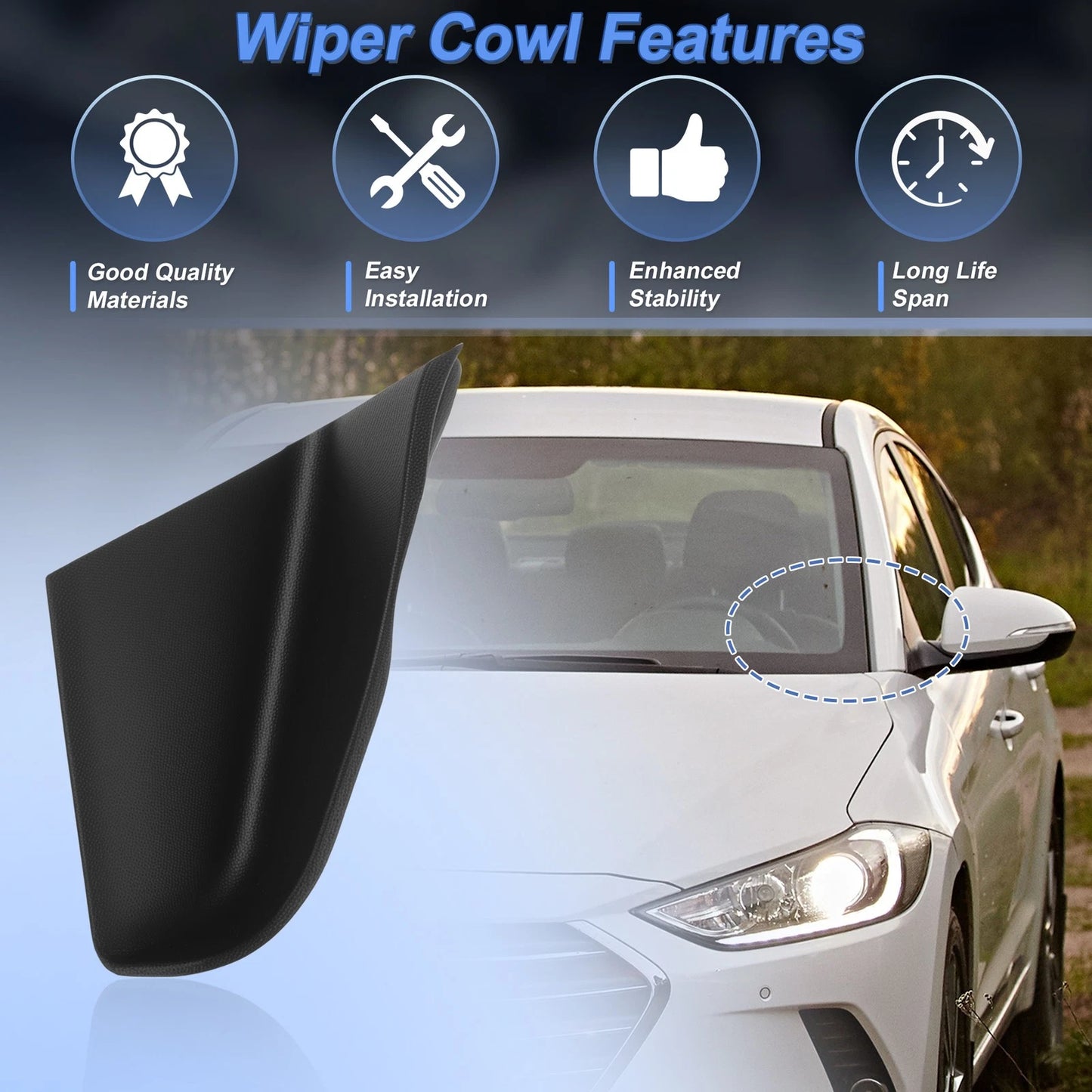 Set of 2 Windshield Cowl Replacements for Hyundai Elantra Sedan (2017–2020) 86153-F2000