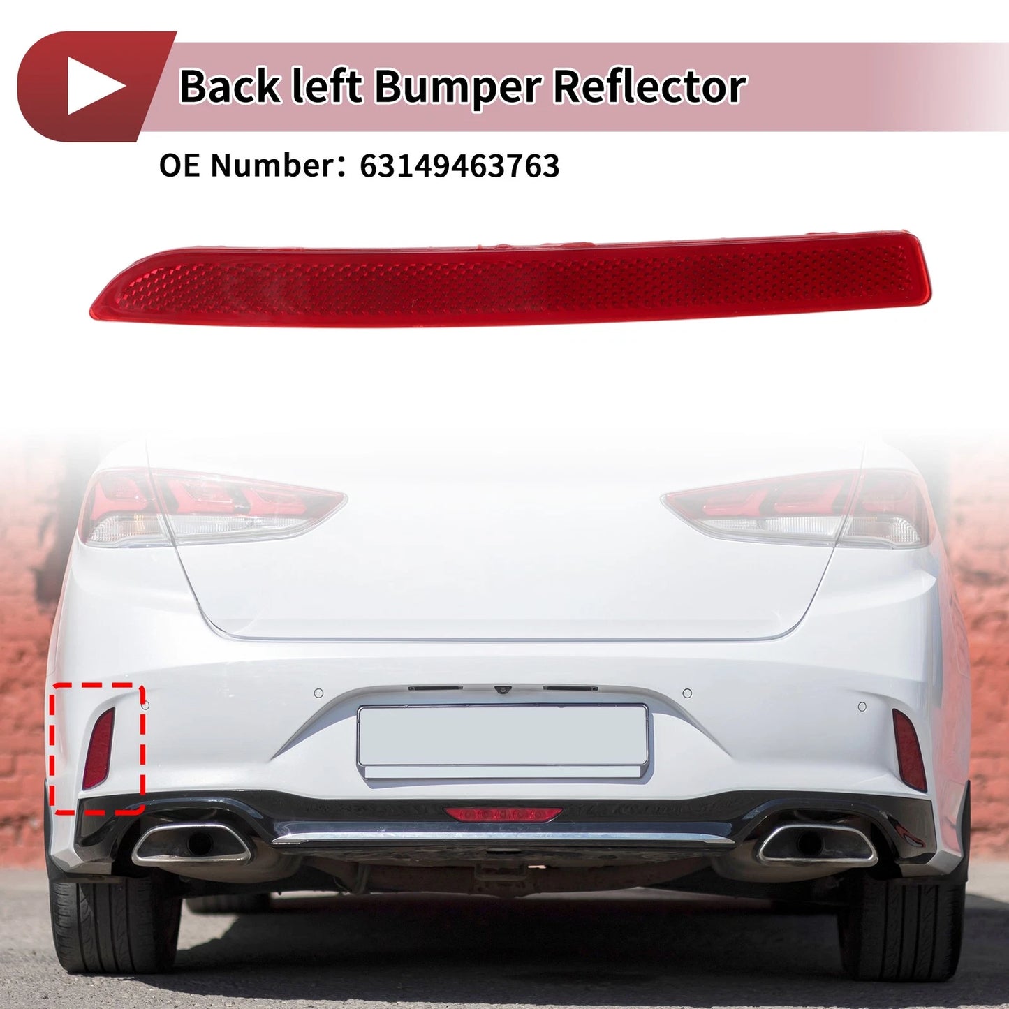 Rear Left Bumper Reflector No.63149463763 for BMW 530i (2021–2023)